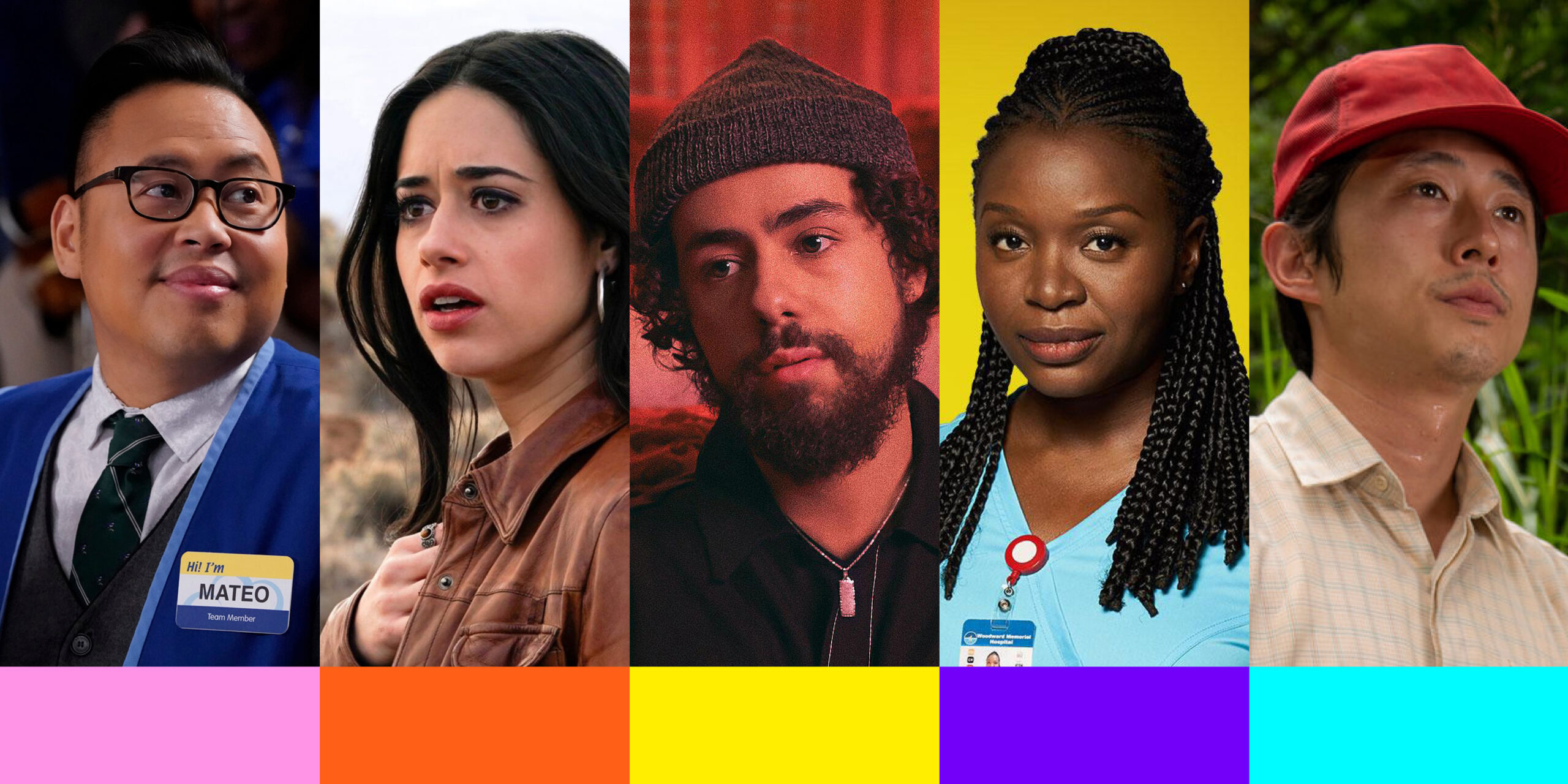 Five immigrant characters of different races from TV and film.