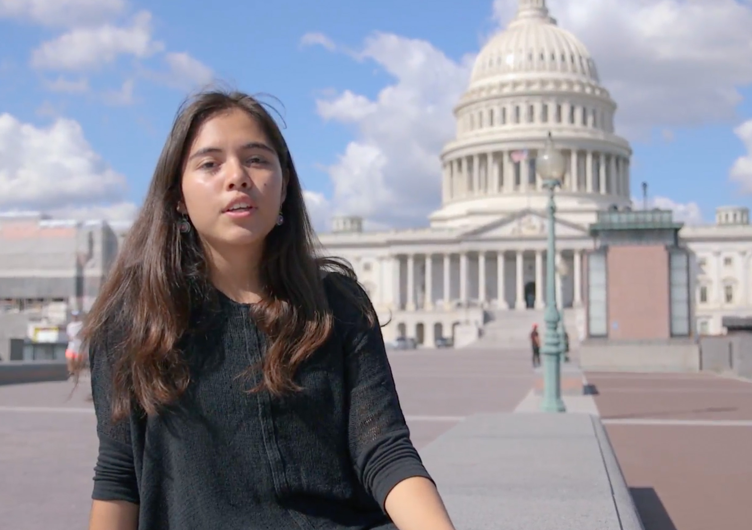 Climate activist Xiye Bastida outside the White House.